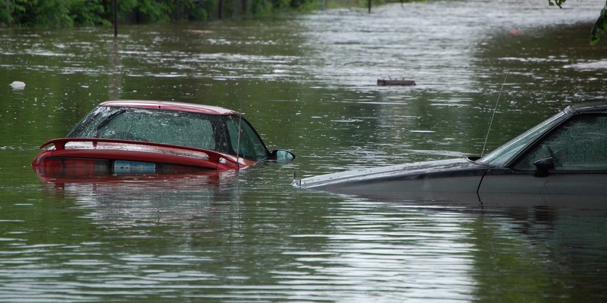 Car stuck in a flood